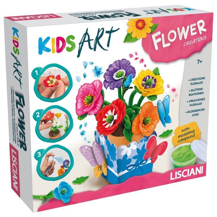 Coffret créatif - LISCIANI - Kids Art Créations Florales - Fleurs parfumées - Modelage créatif - Loisir manuel