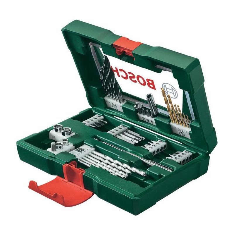 Coffret V-Line 48 pieces de forets et d'embouts TiN avec tige magnéti Coffret V-Line 48 pieces de forets et d'embouts TiN avec tige magnéti