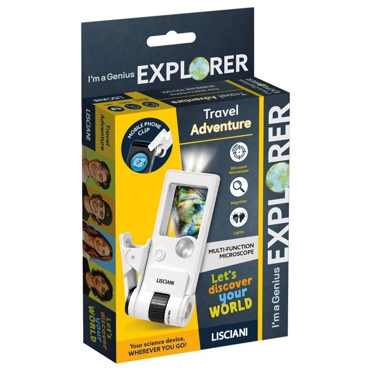 I'm A Genius Explorer Microscope Numérique de Voyage - Kit scientifique - LISCIANI - Microscope et lampe intégrés