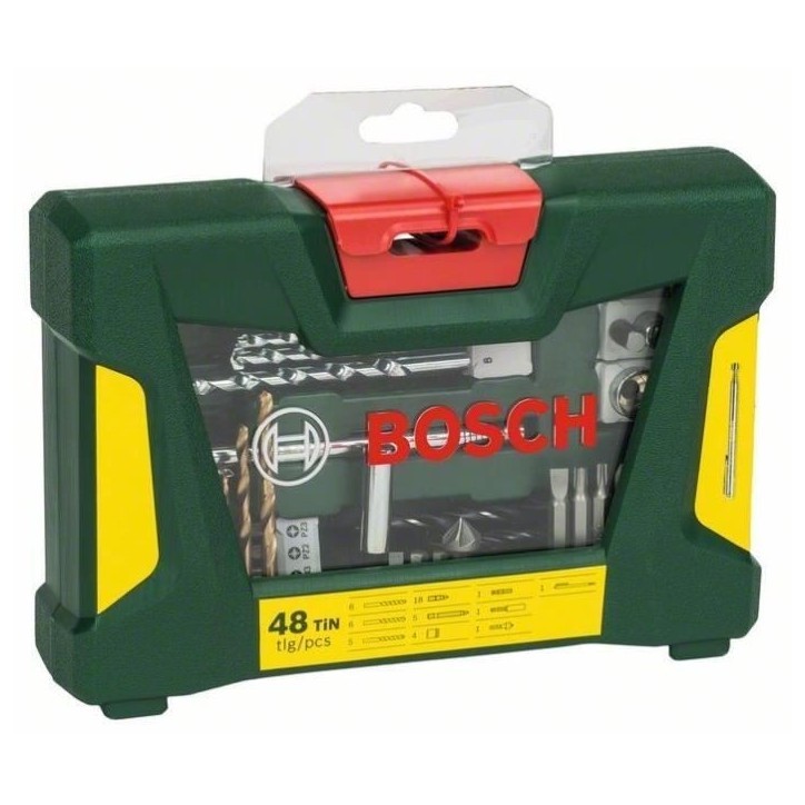Coffret V-Line 48 pieces de forets et d'embouts TiN avec tige magnétique - BOSCH