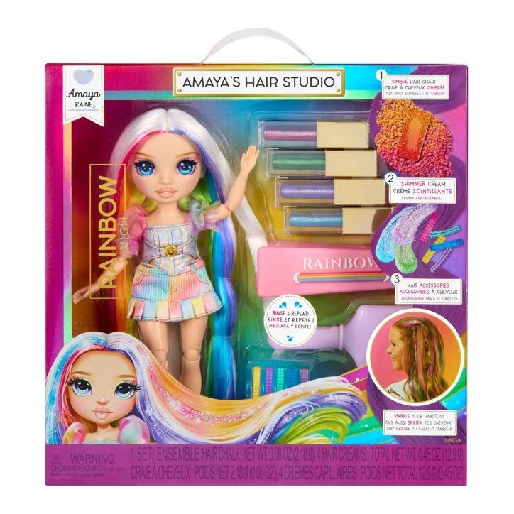 Rainbow High - Hair Studio - Amaya - Poupée de 27 cm - Accessoires Inclus - Personnalise les cheveux de la poupée - Rainbow High - Hair Studio - Amaya - Poupée de 27 cm - Accessoires Inclus - Personnalise les cheveux de la poupée -