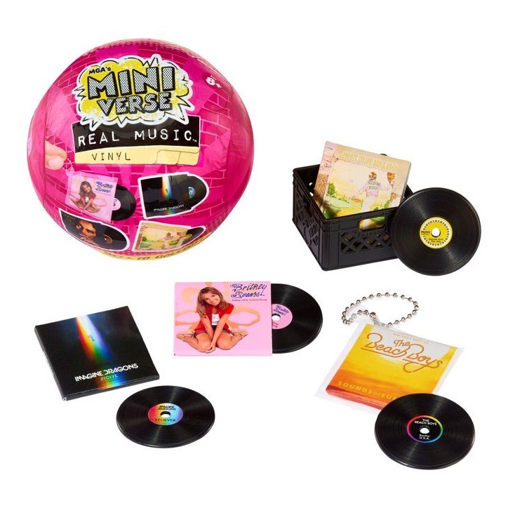 MGA's Miniverse - Real Music - Vinyles - Inclus : 4 vinyles, Accessoires et Porte-Clés - Compatible avec la platine Real Music