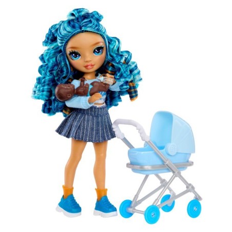 Junior High Babysitters – Skyler - Poupée 23 cm - Bébé, Poussette, Couffin, Biberon, Peigne, Tenue et Accessoires