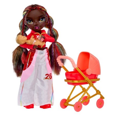 Junior High Babysitters – Iris Bow - Poupée 23 cm - Bébé, Poussette, Couffin, Biberon, Peigne, Tenue et Accessoires