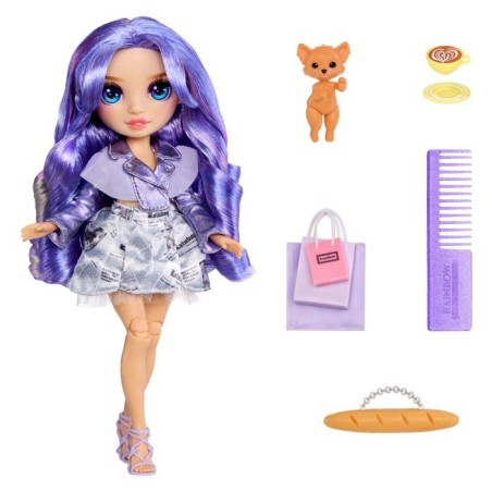 Rainbow High - Pretty in Paris - Violet - Poupée Mannequin - 27 cm - Accessoires et Animaux inclus