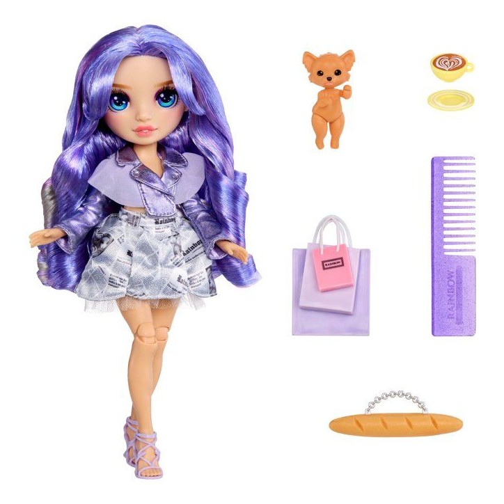 Rainbow High - Pretty in Paris - Violet - Poupée Mannequin - 27 cm - Accessoires et Animaux inclus Rainbow High - Pretty in Paris - Violet - Poupée Mannequin - 27 cm - Accessoires et Animaux inclus