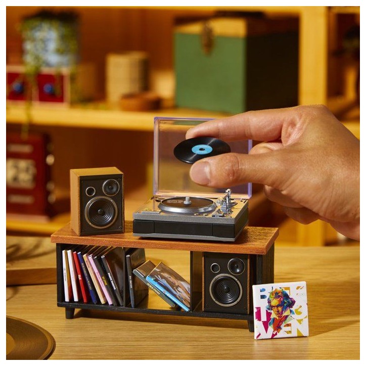MGA's Miniverse - Real Music - Record Player - Musique 30 secondes - Inclus : 1 Vinyle - Compatible avec les vinyles Real Music