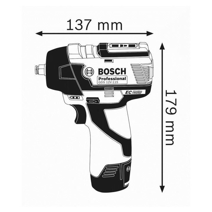 Boulonneuse - BOSCH PROFESSIONAL - GDS 12V-115 - 115 Nm - 2 Ah - 2600 tr/min