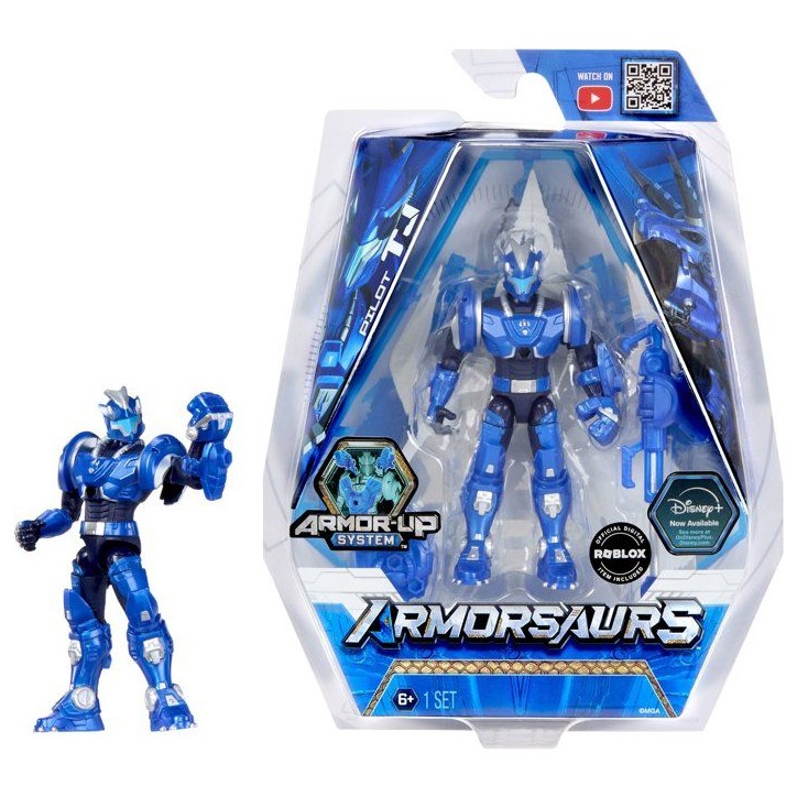 Armorsaurs - TJ - Pilote de Tricératops - Figurine de 9,5 cm - Armure Interchangeable - Accessoire Transformable - Des 6 ans