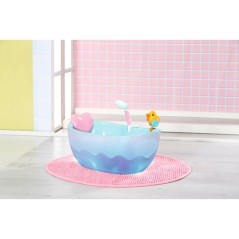 Baby Born - Baignoire pour poupée - Bain moussant musicale - Sons de splash et lumieres - Véritable douchette + canard jaune -