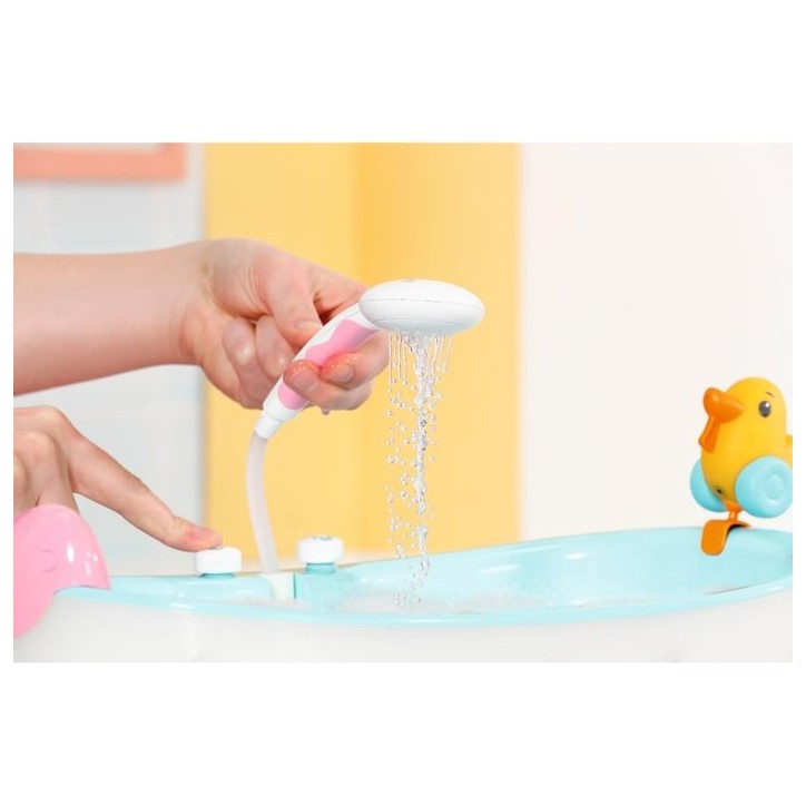 Baby Born - Baignoire pour poupée - Bain moussant musicale - Sons de splash et lumieres - Véritable douchette + canard jaune - Baby Born - Baignoire pour poupée - Bain moussant musicale - Sons de splash et lumieres - Véritable douchette + canard jaune -