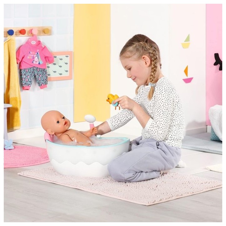Baby Born - Baignoire pour poupée - Bain moussant musicale - Sons de splash et lumieres - Véritable douchette + canard jaune - Baby Born - Baignoire pour poupée - Bain moussant musicale - Sons de splash et lumieres - Véritable douchette + canard jaune -