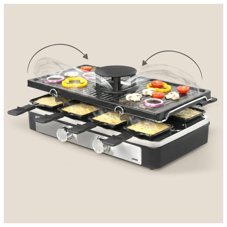 Raclette - LIVOO - DOC372N - 8 personnes - grill - hotte aspirante