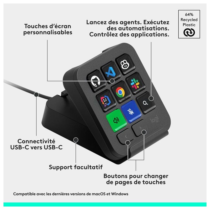 Pavé macro programmable - Filaire - Logitech - MX Keypad - Graphite