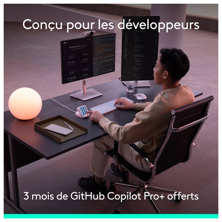 Pavé macro programmable - Filaire - Logitech - MX Keypad - Gris pâle