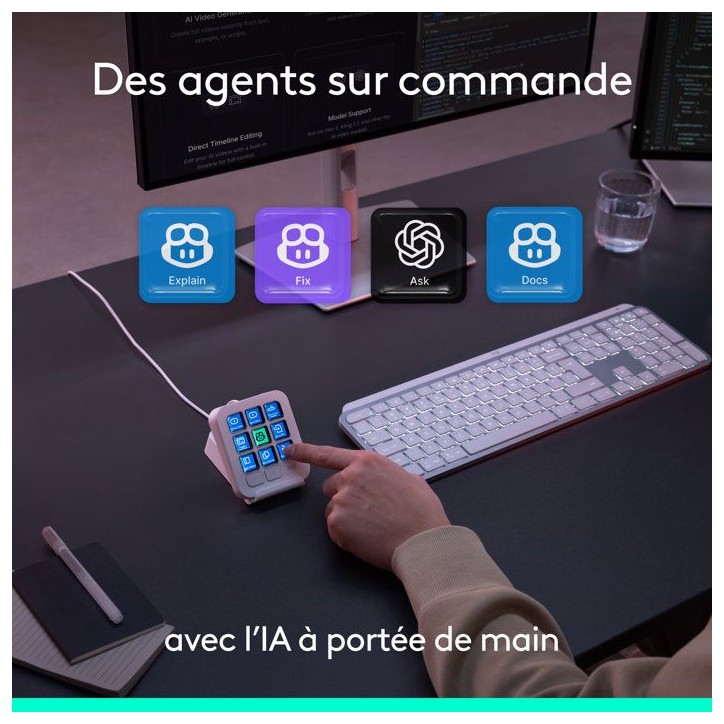 Pavé macro programmable - Filaire - Logitech - MX Keypad - Gris pâle