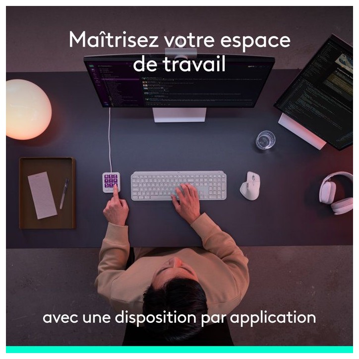Pavé macro programmable - Filaire - Logitech - MX Keypad - Gris pâle
