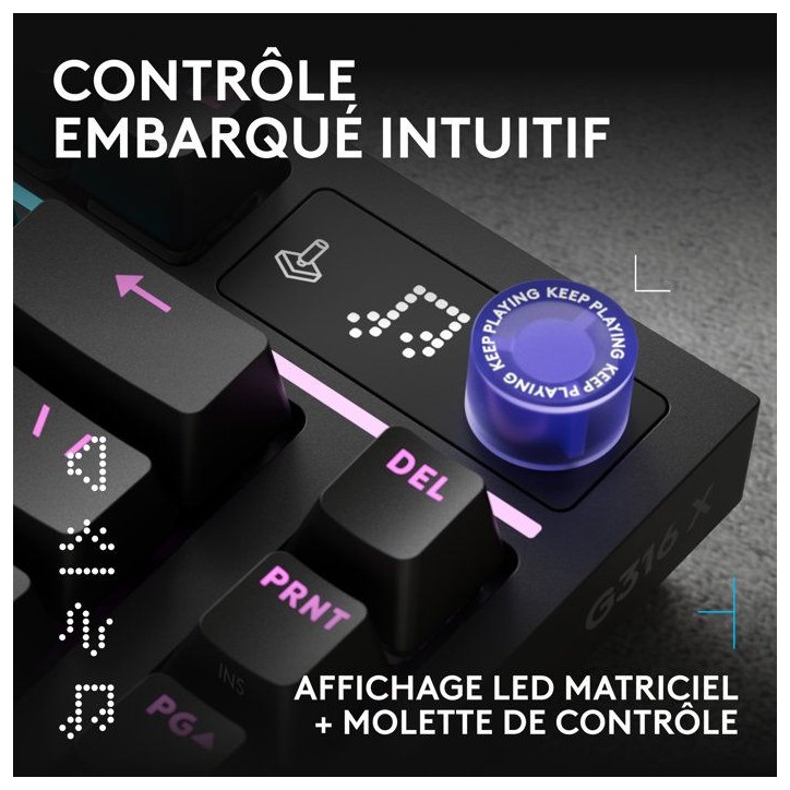 Clavier gamer - Filaire - Logitech G - G316 X 75 - AZERTY - USB - Noir Clavier gamer - Filaire - Logitech G - G316 X 75 - AZERTY - USB - Noir