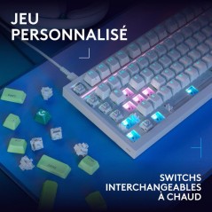Clavier gamer - Filaire - Logitech G - G316 X 75 - AZERTY - USB - Blan