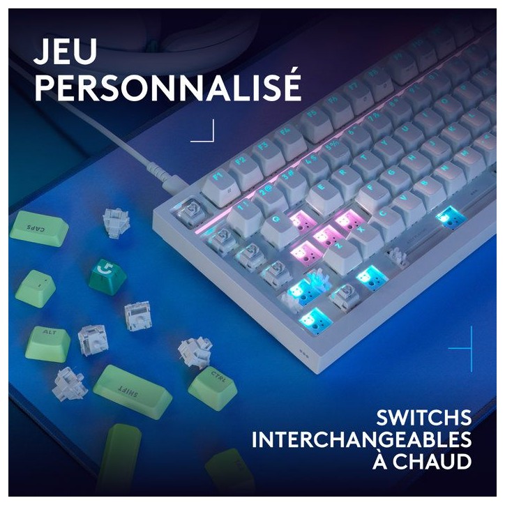 Clavier gamer - Filaire - Logitech G - G316 X 75 - AZERTY - USB - Blanc Clavier gamer - Filaire - Logitech G - G316 X 75 - AZERTY - USB - Blanc