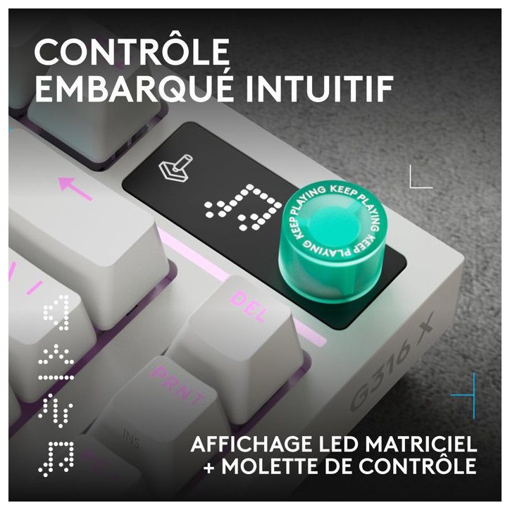 Clavier gamer - Filaire - Logitech G - G316 X 75 - AZERTY - USB - Blanc Clavier gamer - Filaire - Logitech G - G316 X 75 - AZERTY - USB - Blanc