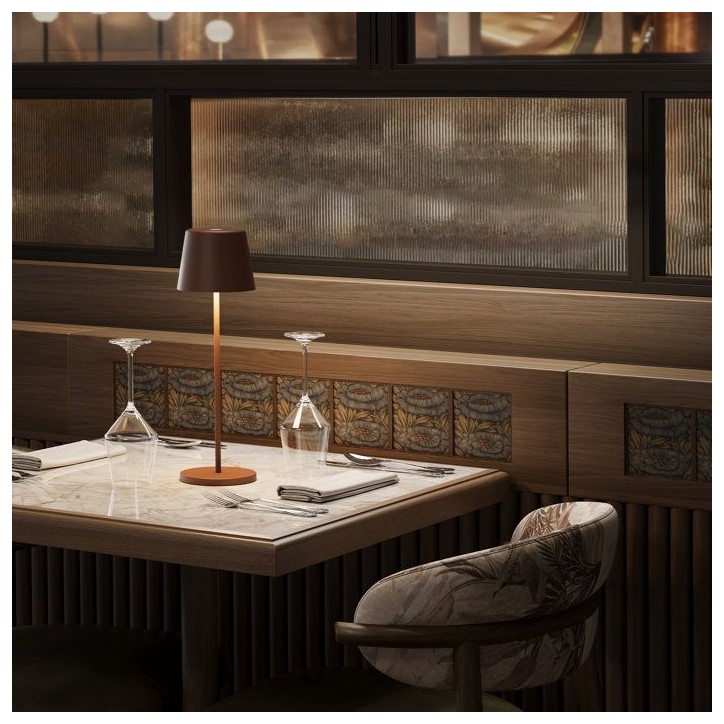 Lampe de table sans fil - LUMISKY - KELLY VINTAGE - Aluminium marron - LED blanc dimmable - Rechargeable - H38 cm