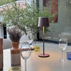 Lampe de table sans fil - LUMISKY - KELLY VINTAGE - Aluminium marron - LED blanc dimmable - Rechargeable - H38 cm