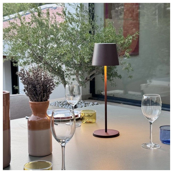 Lampe de table sans fil - LUMISKY - KELLY VINTAGE - Aluminium marron - LED blanc dimmable - Rechargeable - H38 cm