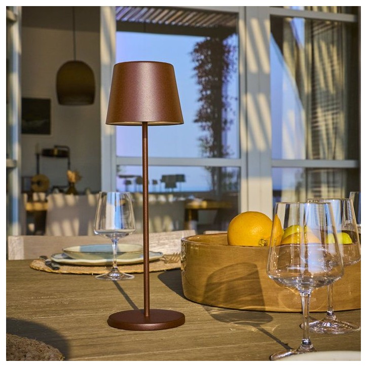 Lampe de table sans fil - LUMISKY - KELLY VINTAGE - Aluminium marron - LED blanc dimmable - Rechargeable - H38 cm