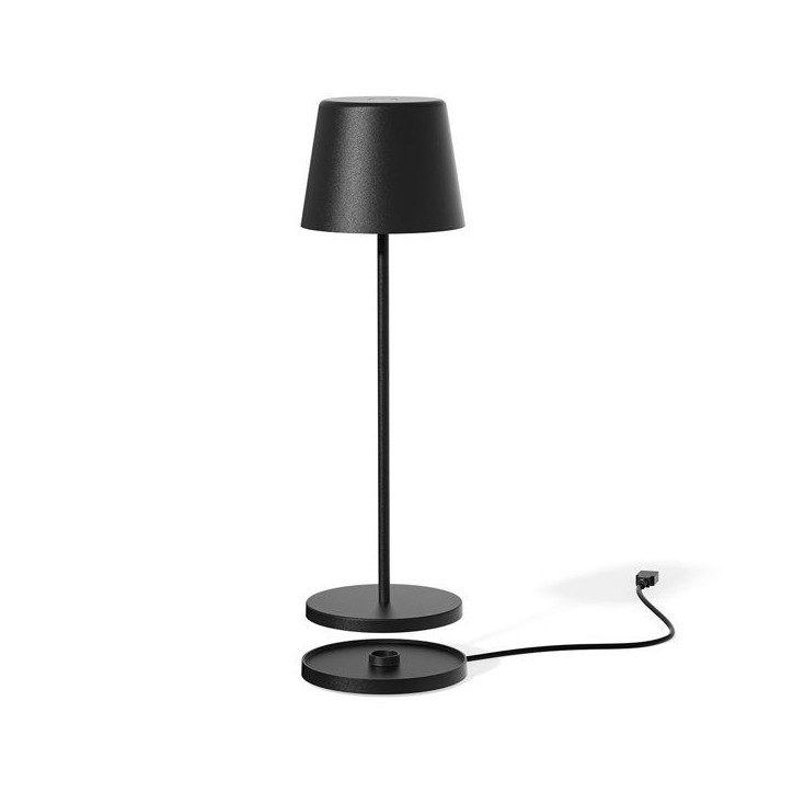 Lampe de table sans fil - LUMISKY - KELLY BLACK - Aluminium noir - LED blanc dimmable - rechargeable - H38 cm