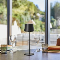 Lampe de table sans fil - LUMISKY - KELLY BLACK - Aluminium noir - LED