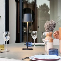 Lampe de table sans fil - LUMISKY - KELLY BLACK - Aluminium noir - LED