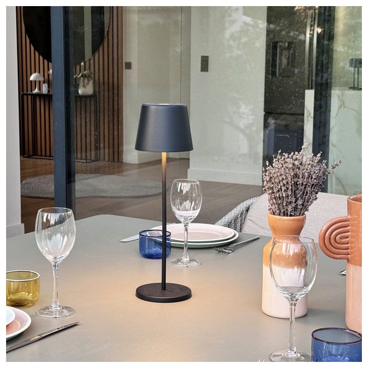 Lampe de table sans fil - LUMISKY - KELLY BLACK - Aluminium noir - LED blanc dimmable - rechargeable - H38 cm