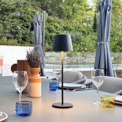 Lampe de table sans fil - LUMISKY - KELLY BLACK - Aluminium noir - LED