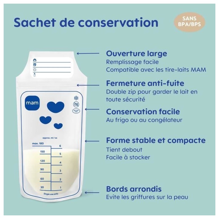 Sachets de conservation - MAM - Pack de 25 - 180 ml Sachets de conservation - MAM - Pack de 25 - 180 ml