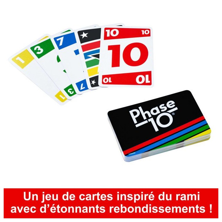 Phase 10 - Jeu de cartes - Mattel Games - Variante du rami, 108 cartes - Des 7 ans Phase 10 - Jeu de cartes - Mattel Games - Variante du rami, 108 cartes - Des 7 ans