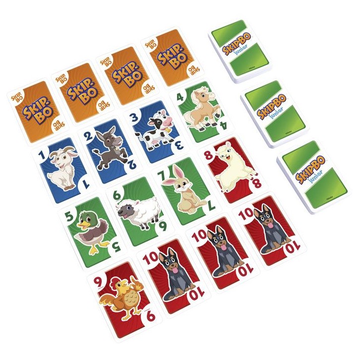 Skip-Bo Junior - Jeu de cartes - Mattel Games - 2 niveaux de jeu, 112 cartes - Des 5 ans Skip-Bo Junior - Jeu de cartes - Mattel Games - 2 niveaux de jeu, 112 cartes - Des 5 ans