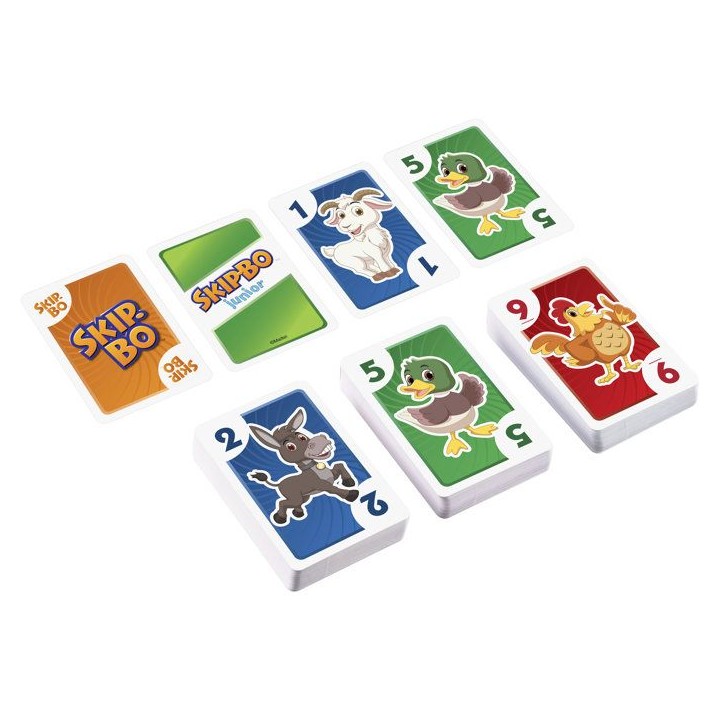 Skip-Bo Junior - Jeu de cartes - Mattel Games - 2 niveaux de jeu, 112 cartes - Des 5 ans Skip-Bo Junior - Jeu de cartes - Mattel Games - 2 niveaux de jeu, 112 cartes - Des 5 ans