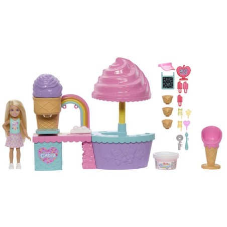 Coffret Boutique de glaces avec poupée - BARBIE Chelsea - JMJ42 - Pâte a modeler et 10 accessoires - Multicolore