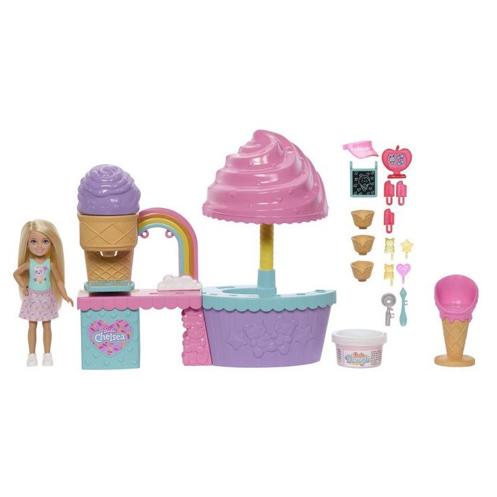 Coffret Boutique de glaces avec poupée - BARBIE Chelsea - JMJ42 - Pâte a modeler et 10 accessoires - Multicolore Coffret Boutique de glaces avec poupée - BARBIE Chelsea - JMJ42 - Pâte a modeler et 10 accessoires - Multicolore