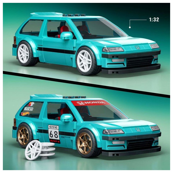 Jeu de construction - HOT WHEELS - JHF62 - Brick Shop Honda Civic EF - 250 briques - Échelle 1:32 - Des 10 ans Jeu de construction - HOT WHEELS - JHF62 - Brick Shop Honda Civic EF - 250 briques - Échelle 1:32 - Des 10 ans