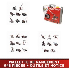 MECCANO - Jeu de construction - Métal - 638 pieces - 10 ans + - 25 modeles + mallette