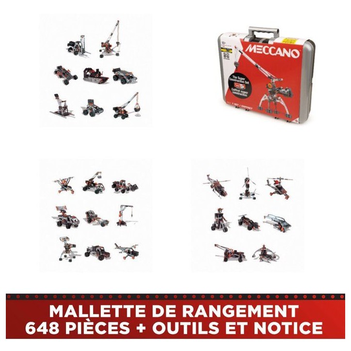 MECCANO - Jeu de construction - Métal - 638 pieces - 10 ans + - 25 modeles + mallette MECCANO - Jeu de construction - Métal - 638 pieces - 10 ans + - 25 modeles + mallette