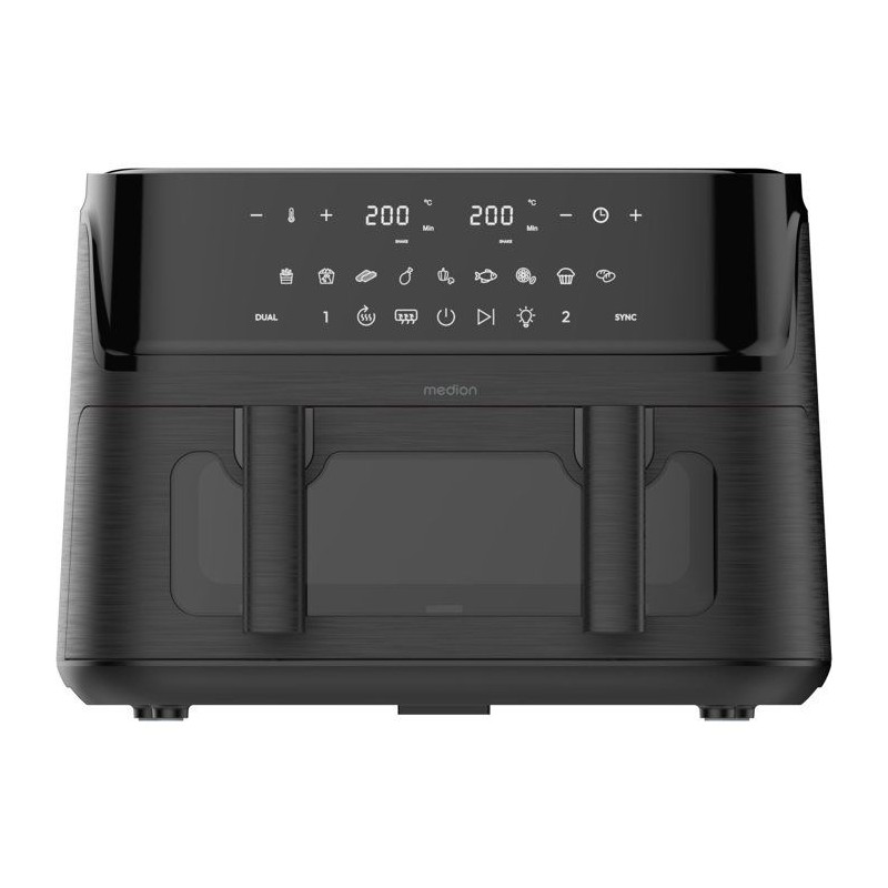 Air Fryer - MEDION - P25 XXL Flex M - Grande capacité 10,8 L - Sépar