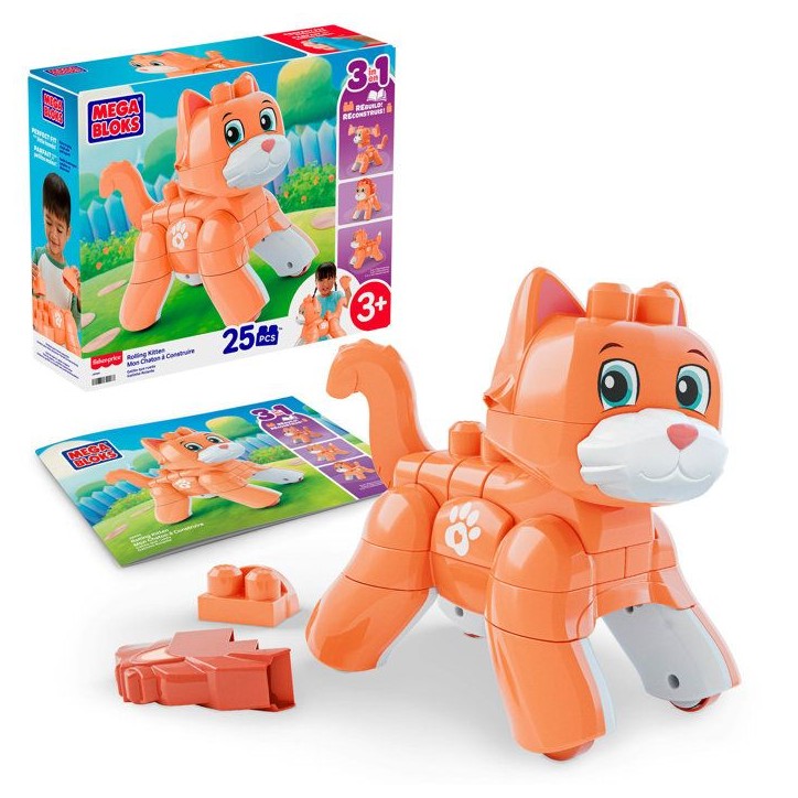 MEGA BLOKS Fisher-Price - Mon Chaton 3 en 1 a Construire - Plastique - 25 pieces - Des 3 ans MEGA BLOKS Fisher-Price - Mon Chaton 3 en 1 a Construire - Plastique - 25 pieces - Des 3 ans