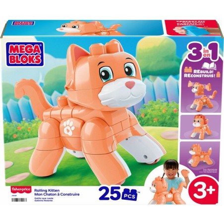 MEGA BLOKS Fisher-Price - Mon Chaton 3 en 1 a Construire - Plastique - 25 pieces - Des 3 ans
