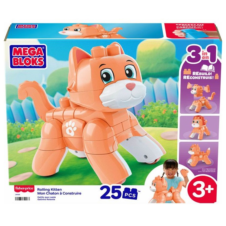 MEGA BLOKS Fisher-Price - Mon Chaton 3 en 1 a Construire - Plastique - 25 pieces - Des 3 ans MEGA BLOKS Fisher-Price - Mon Chaton 3 en 1 a Construire - Plastique - 25 pieces - Des 3 ans