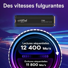 SSD interne - Crucial - T700 - 4 To - avec Diss - PCIe 5.0 - 12 400 Mo