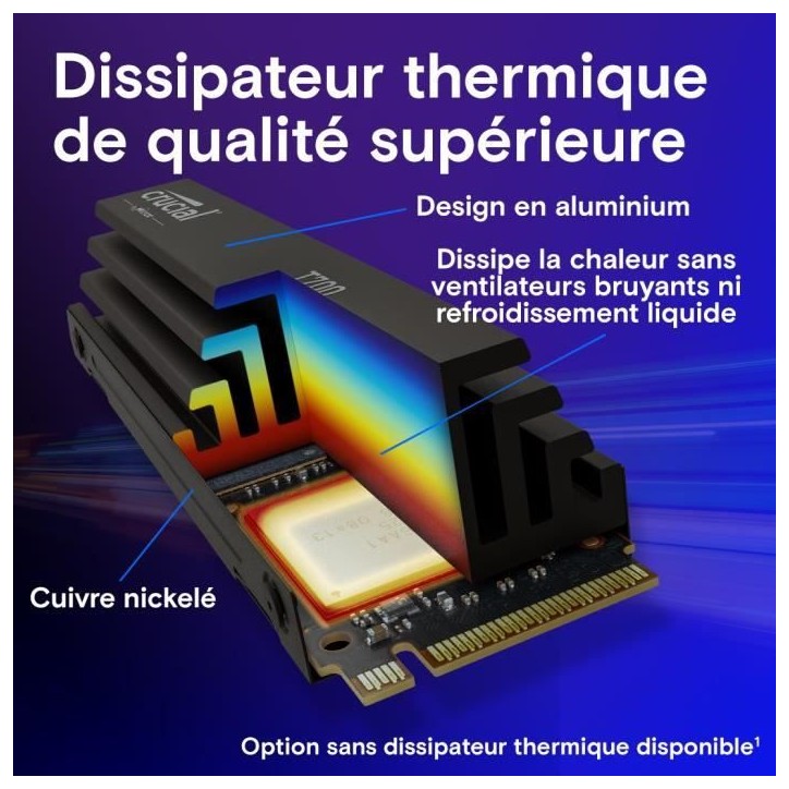 SSD interne - Crucial - T700 - 4 To - avec Diss - PCIe 5.0 - 12 400 Mo/s lecture - 11 800 Mo/s écriture SSD interne - Crucial - T700 - 4 To - avec Diss - PCIe 5.0 - 12 400 Mo/s lecture - 11 800 Mo/s écriture