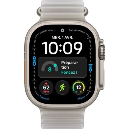 APPLE Watch Ultra 4 GPS + Cellular - 49mm - Boîtier Natural Titanium - Bracelet Translucent Grey Ocean Band
